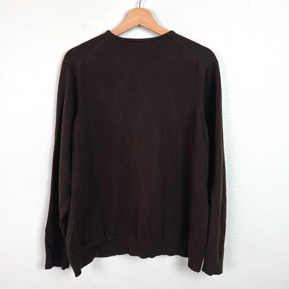 Lands End Womens XL Chocolate Brown Cotton Blend Button Front Cardigan Sweater - Picture 7 of 8